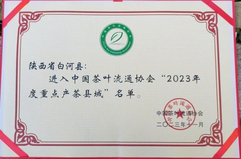 白河县荣获“我国茶叶流转协会2023年度要点产茶县域”称谓
